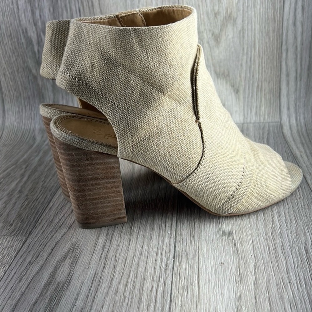 Splendid Tan Peep-Toe Heeled Boots - Picture 7 of 16